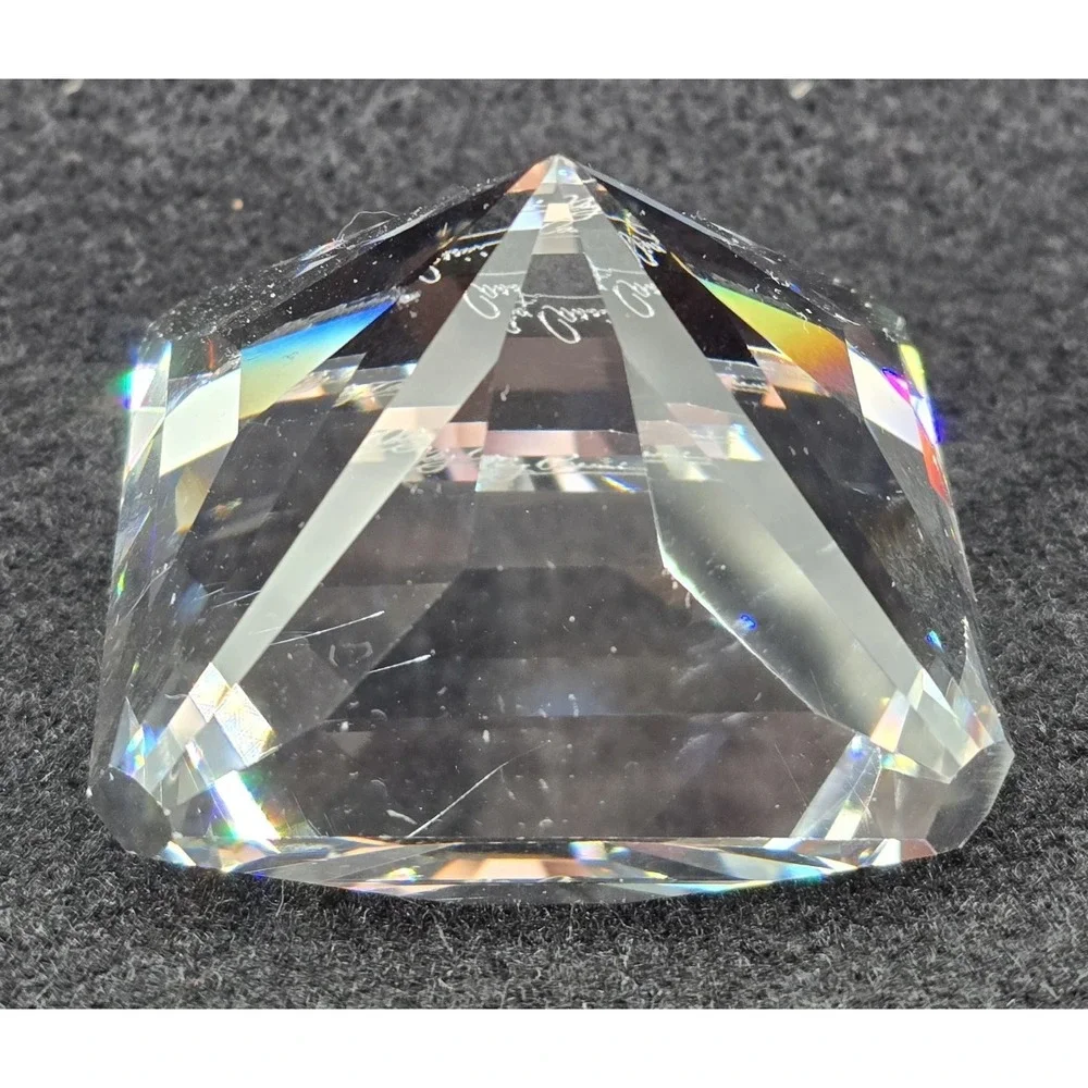 Vtg Oleg Cassini Crystal Paperweight Cut Square Cut Clear 2x1.5